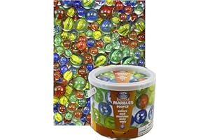 Matty's Toy Stop Deluxe 500 Pieces (7.5 Pounds) of Cat's Eyes Marbles & Shooters with Exclusive Storage Bucket