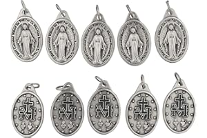 VENERARE Lot of 10 Miraculous Medal 1" Charms with Jump Rings Included - Mary Our Lady of Grace