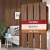 Avana Acoustic Wood Wall Panels – 93.2x11.25 Inch Panels – Fits 94x12 Layout – Rustic Walnut Acoustic Panels 4 PCs –Wall Pane