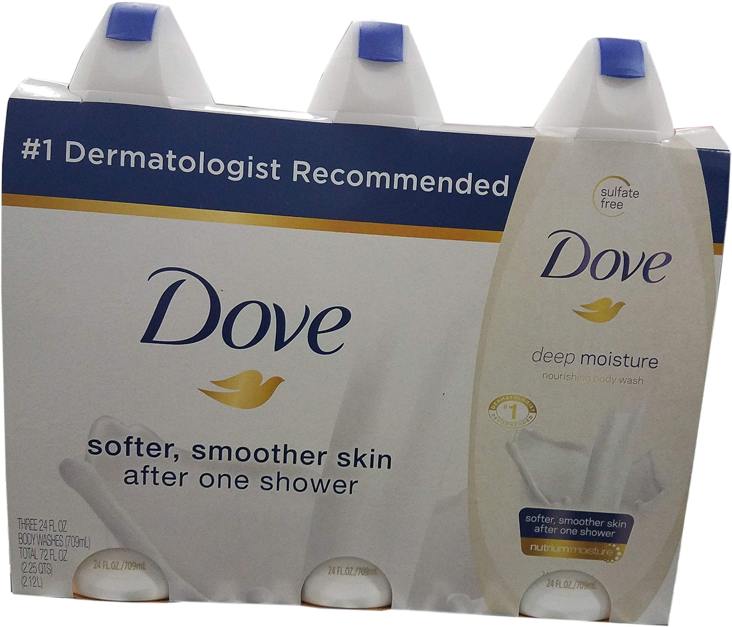 Dove Deep Moisture Body Wash, 3 Count, 72 Ounce