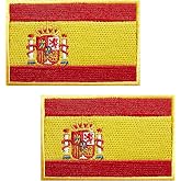 JBSJBS Spain Flag Embroidered Patches Spanish Flags Patch Spain Military Tactical Patch Team Logo Decorations(2Pack)