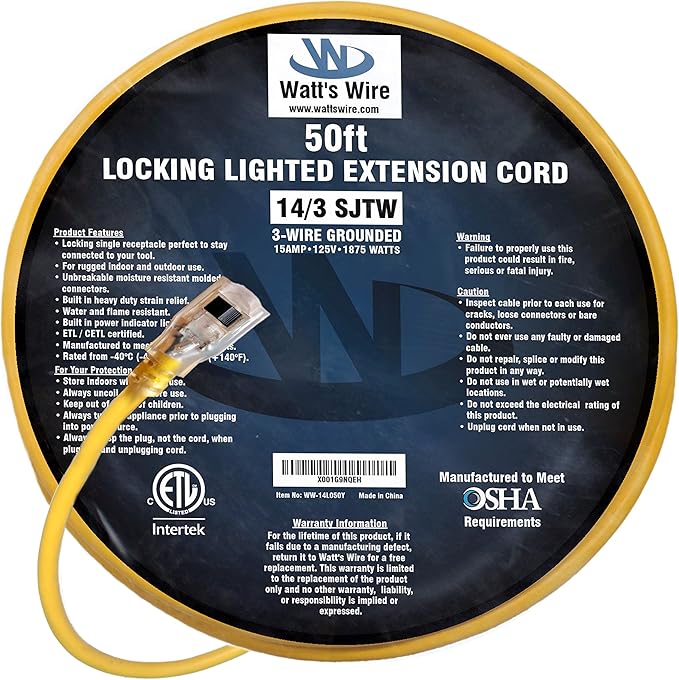 Home & Garden Yellow Jacket 2886 14/3 HeavyDuty 15Amp SJTW Contractor