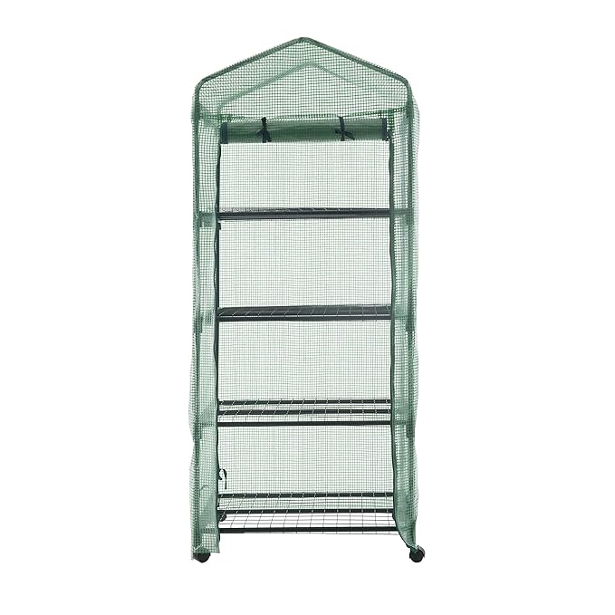 UMI. Essentials Gewächshaus foliengewächshaus 69 x 49 x 158 cm Transparent Treibhaus 4 Etagen Stabil mit PE-Plane (mit Rollen
