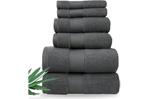 Alusa Home Ultra Soft & Plush Viscose from Bamboo Bath Towels - 700 GSM Luxury Bath Towels - 6 Piece Set - Super Absorbent & Quick Drying (Granite Grey)
