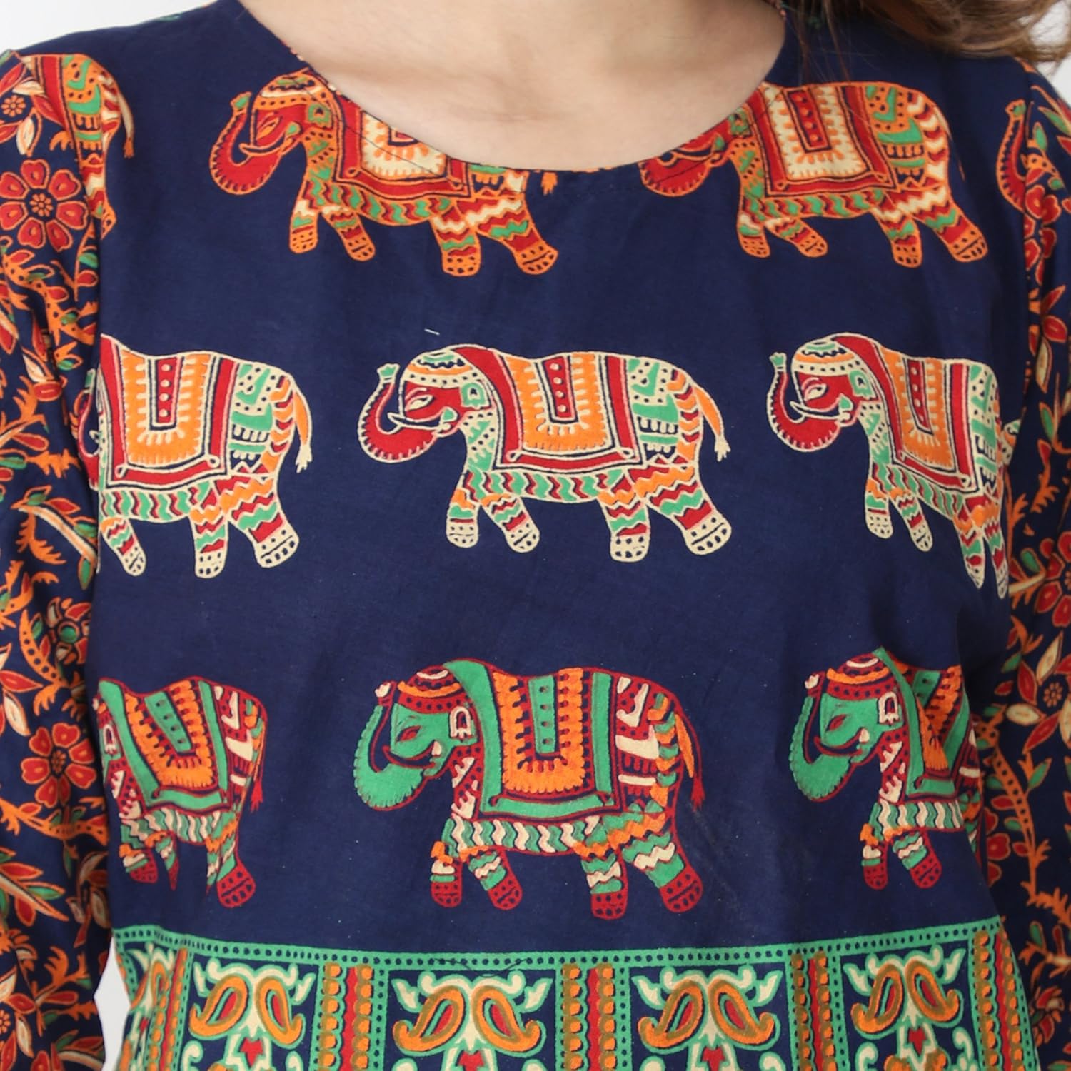 theurbanstreet 100% cotton rajasthani printed women's a-line top