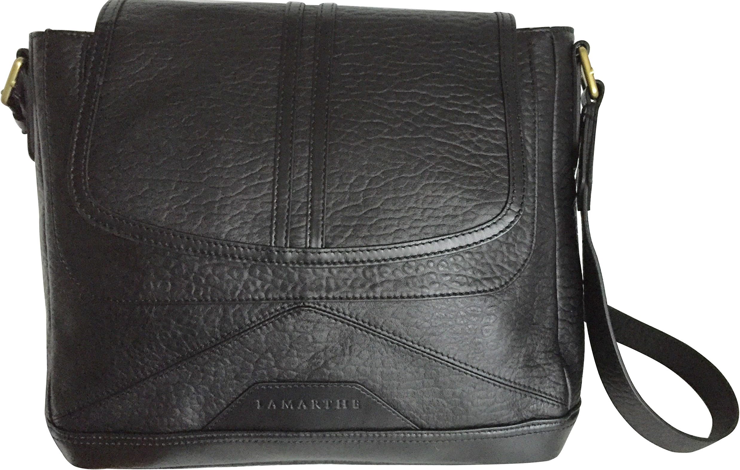LAMARTHE Paris Ladies Bag New Farao Borse Nero Genuine Full-grain Calfskin Leather Shoulder Bag, Black; Dimensions (LxHxW): 33 x 27 x 11 cm; Model: JB101-U900#TU