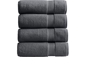 Springtree Home Luxury Viscose from Bamboo Bath Towel Set of 4 | 35% Viscose from Bamboo - 65% Cotton | Absorbent Quick-Dry Towels for Bathroom | Oeko-TEX Standard 100 Cotton | Iron Grey