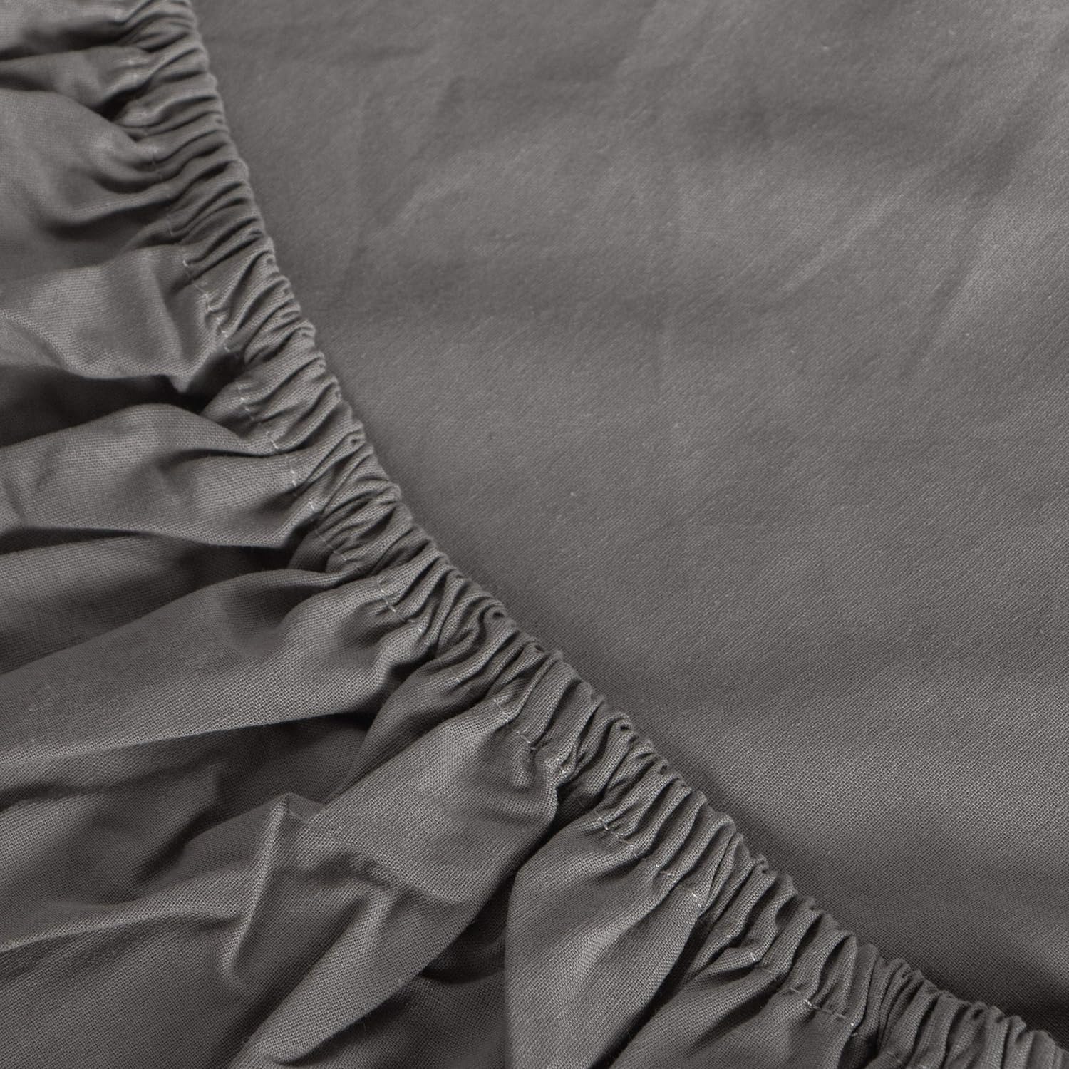 NTBAY Washed Cotton Fitted Sheet, Breathable and Hypoallergenic Deep Pocket Bed Sheet, King, Dark Grey: Home & Kitchen