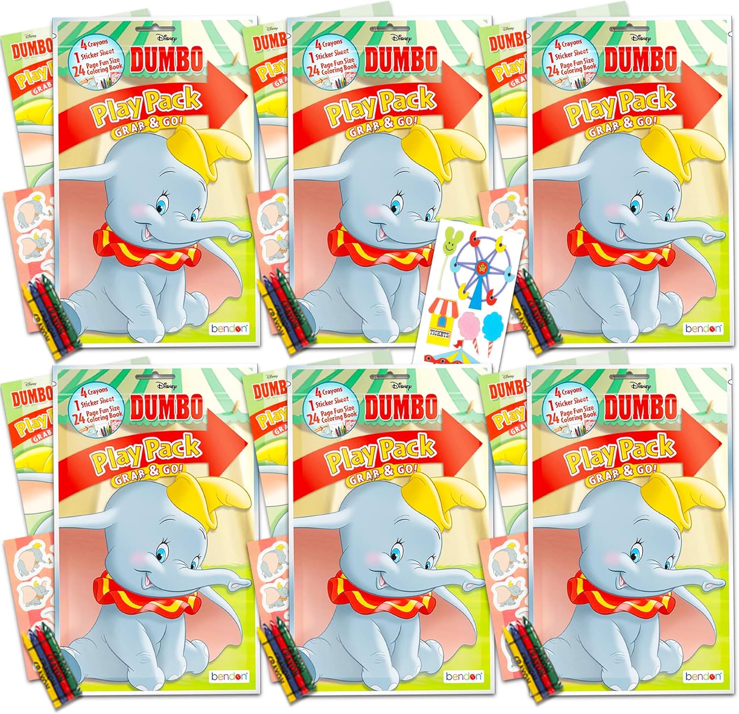 Disney Dumbo Party Favors Pack ~ Bundle of 6 Dumbo Grab n Go Play Packs
