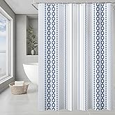 AXURXUI Blue Striped Shower Curtain, Washable Polyester Lightweight, Bottom Weighted Bath Curtain Set for Bathroom Decor, 72x72 Inch