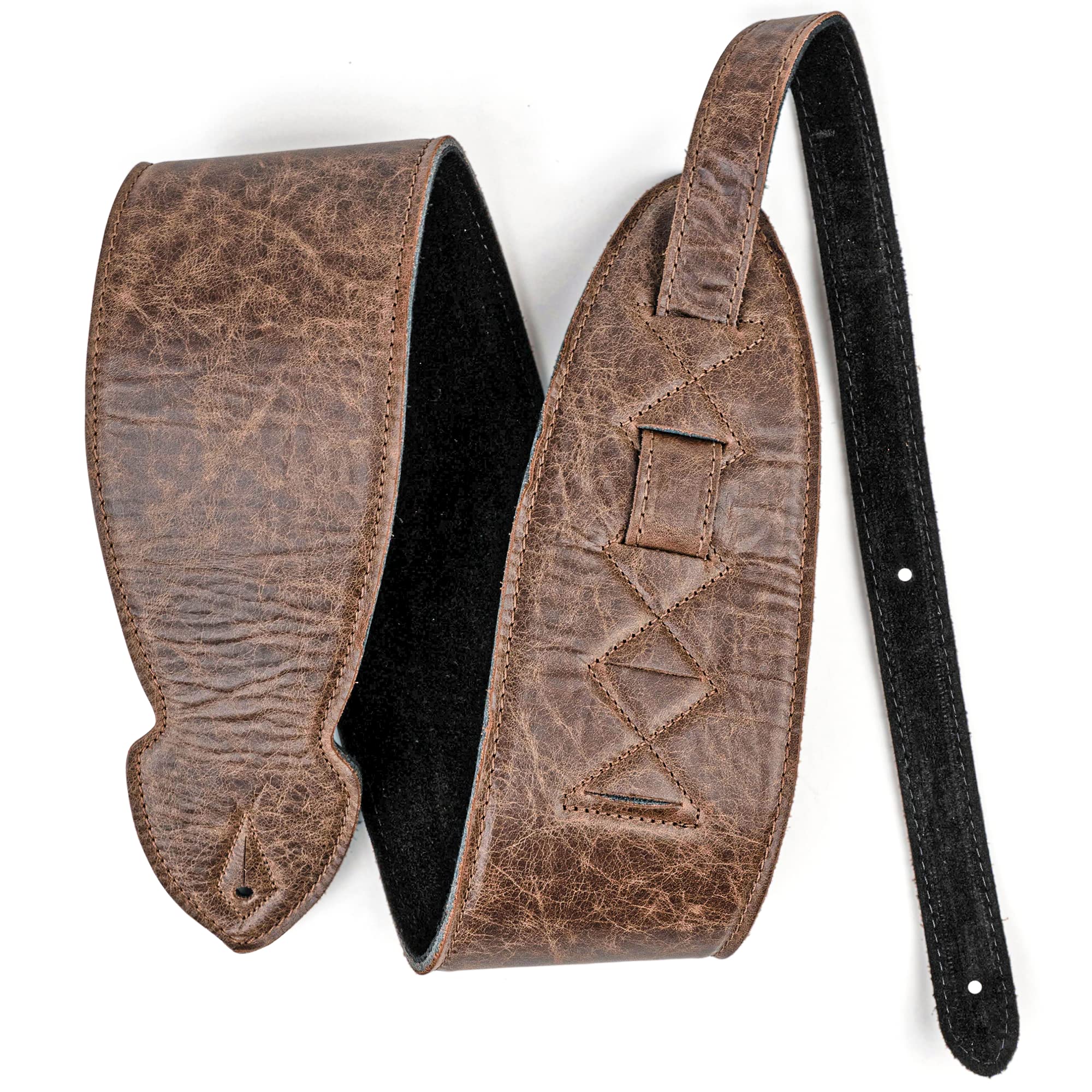 Leathergraft 4" Softy Guitar Strap - Padded with Real Italian Leather with Sponge in Middle - Suitable for Acoustic, Electric, or Bass Guitar - Classic Style - 10 Cm Wide