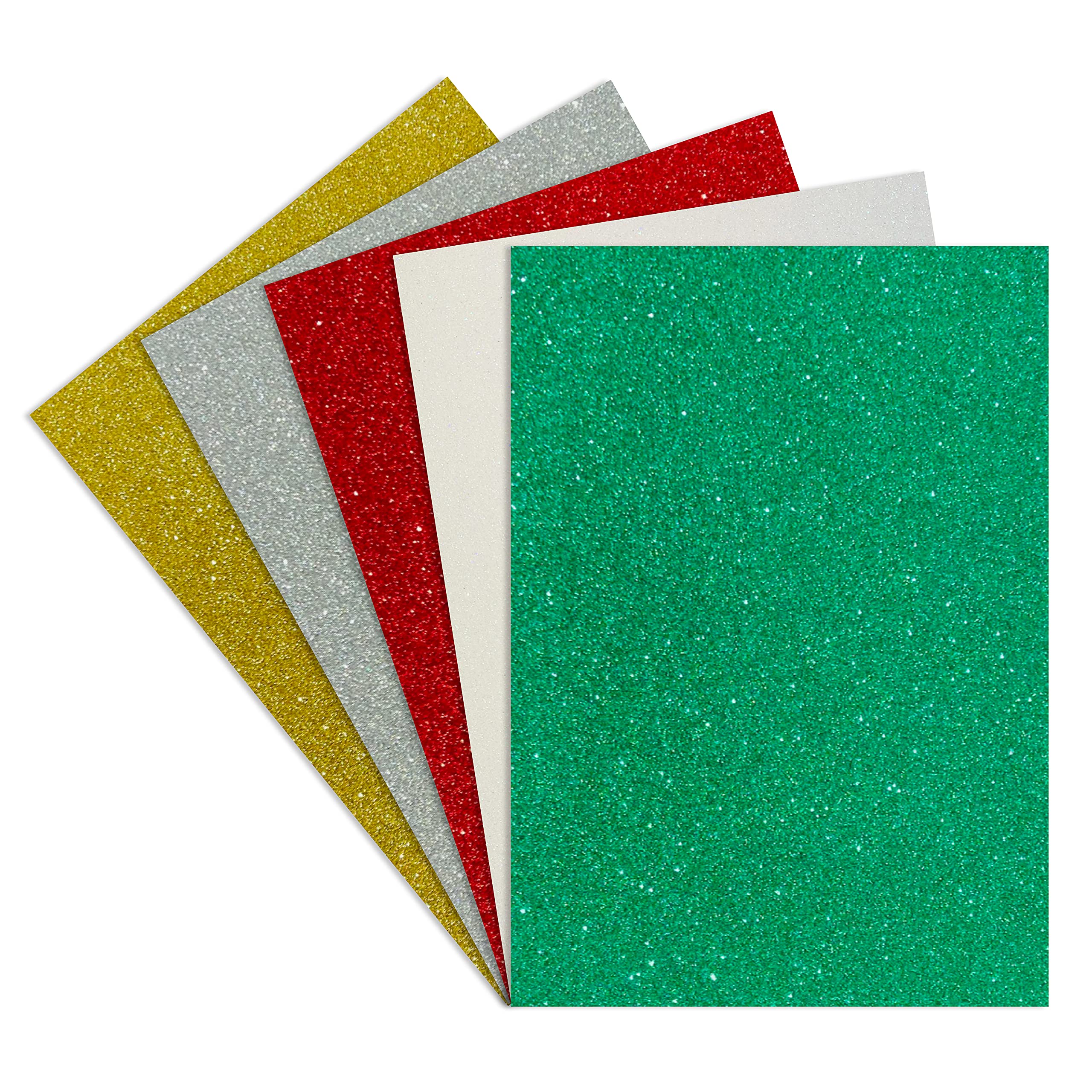Springboard Coloured Glitter Card 10-Pack - A4 Sheets of 230gsm Coloured Glitter Card for Arts and Crafts with Non-Shed Design for Less Mess - Crafting Supplies - Christmas Assortment