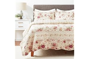 Greenland Home Antique Rose King Quilt Set, Ecru