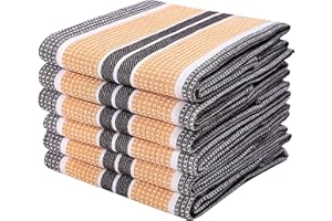 Goroly Home 6 Pack Cotton Vintage Kitchen Dish Towels - Highly Absorbent Quick Dry Professional Grade Cotton Cleaning Towels 