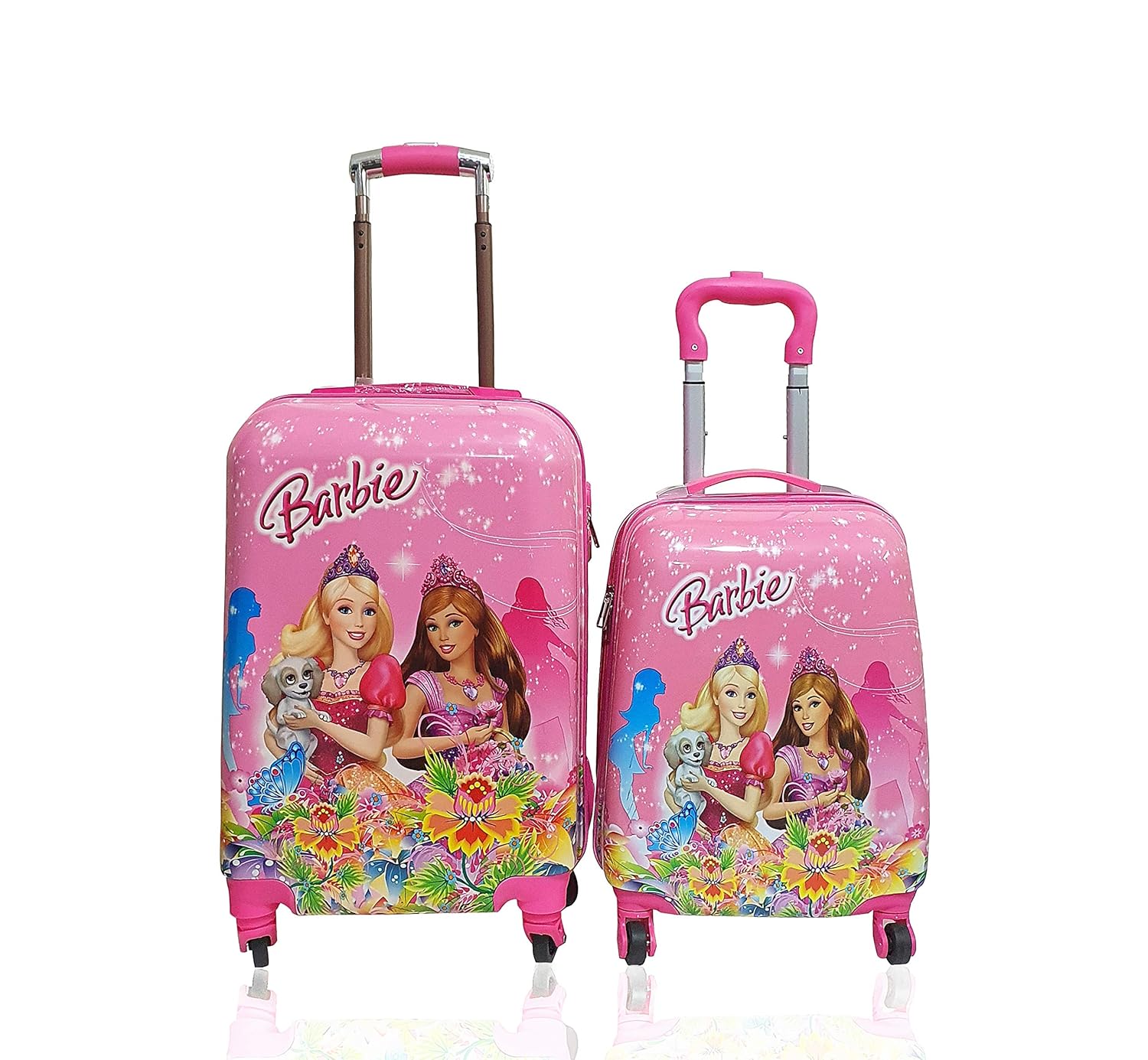 pink hard luggage