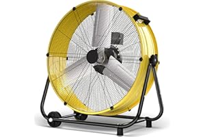 MEPTY 600W Heavy Duty Industrial Drum Fan - 36 Inch High Velocity Floor Fan with 3 Speeds, 360° Tilt, 18600 CFM, Easy Mobility for Warehouse, Garage, Workshop, Factory, and Basement