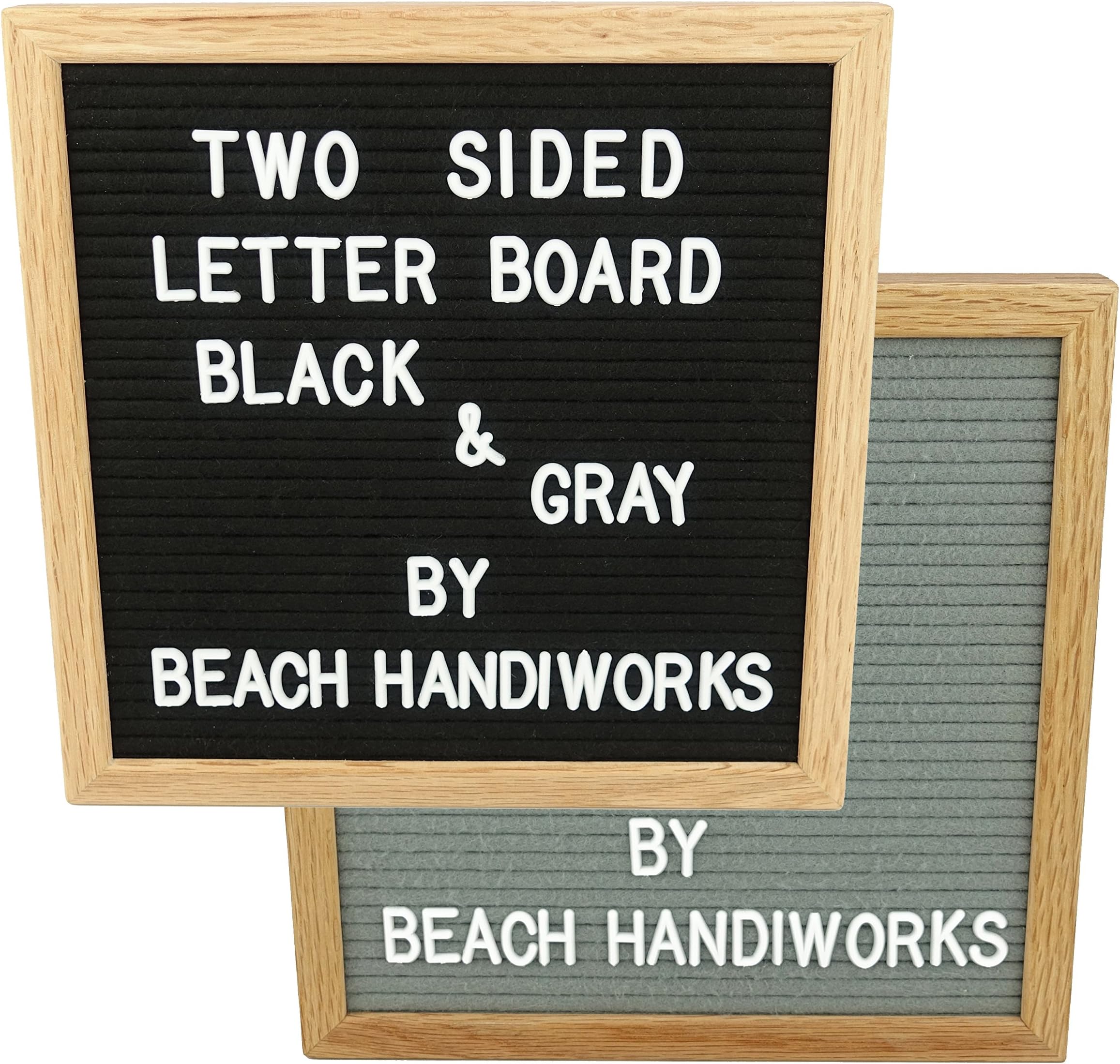 Reversible Black & Gray Double-Sided Felt Letter Board 12x12โ, Oak Wood Frame, Vintage Sign Message Board, 270 x ยพโ White Letters & Symbols & Bag, with Wall Mount Hooks (12X12 INCH)
