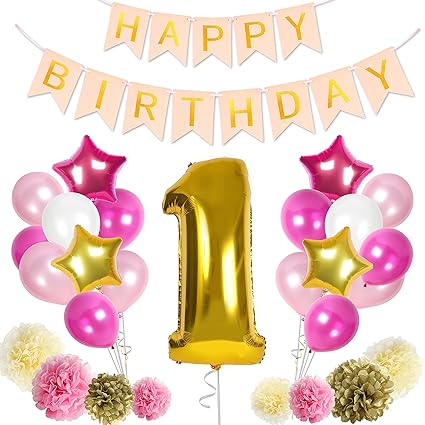 Amazon Com Treasures Gifted First Birthday Decorations Pink And