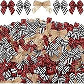 Syhood 150 Pieces Christmas Mini Gingham Ribbon Bow Checkered Burlap Buffalo Plaid Bow Tiny Winter Christmas Ornament for Home Xmas Trees Wreath Appliques Gifts Sewing DIY Craft Decor(Red and White)
