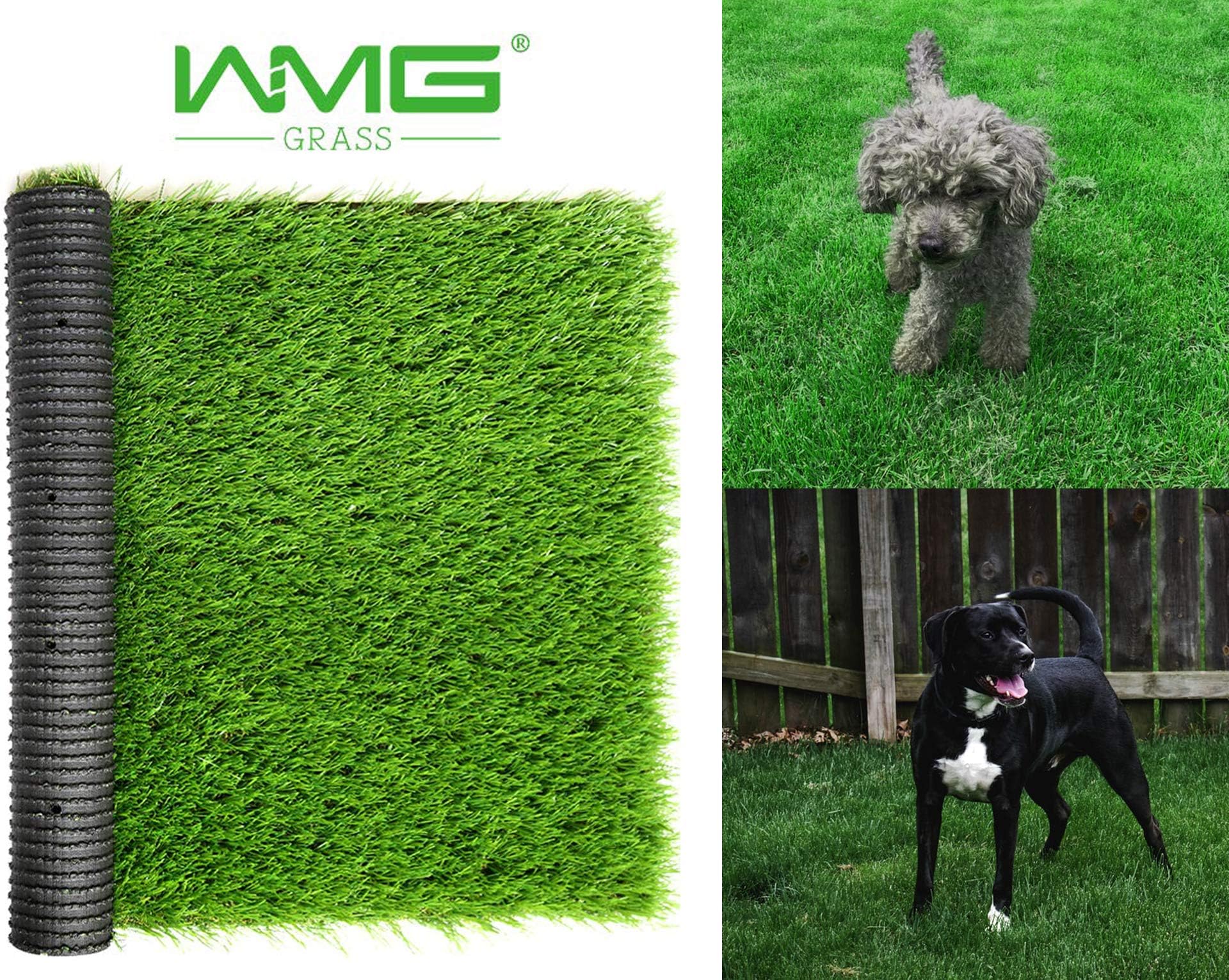 WMG GRASS Premium Artificial Grass, Drainage Mat, 3.3' x 5' Artificial Turf for Dogs, Cats, Pets, Turf Realistic Indoor/Outdoor for Garden, Patio (16.5 sq ft) - 4 Pack