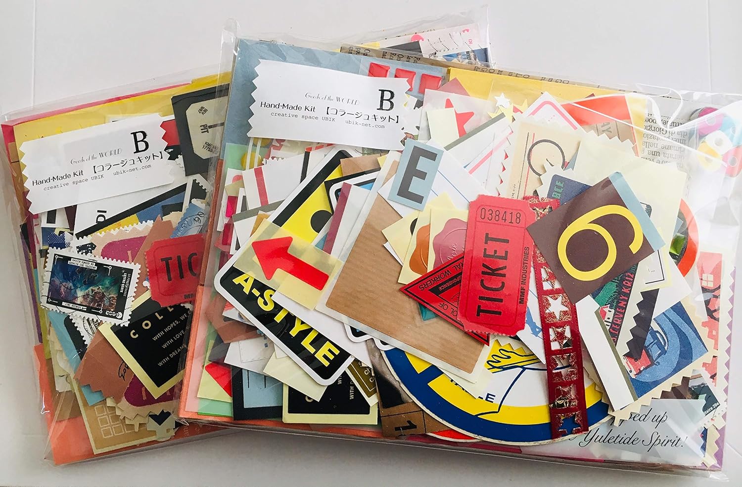 Amazon ハンドメイド キット コラージュ素材セット B 図版ラベル イラストテンプレートなど スクラップブック 文房具 オフィス用品