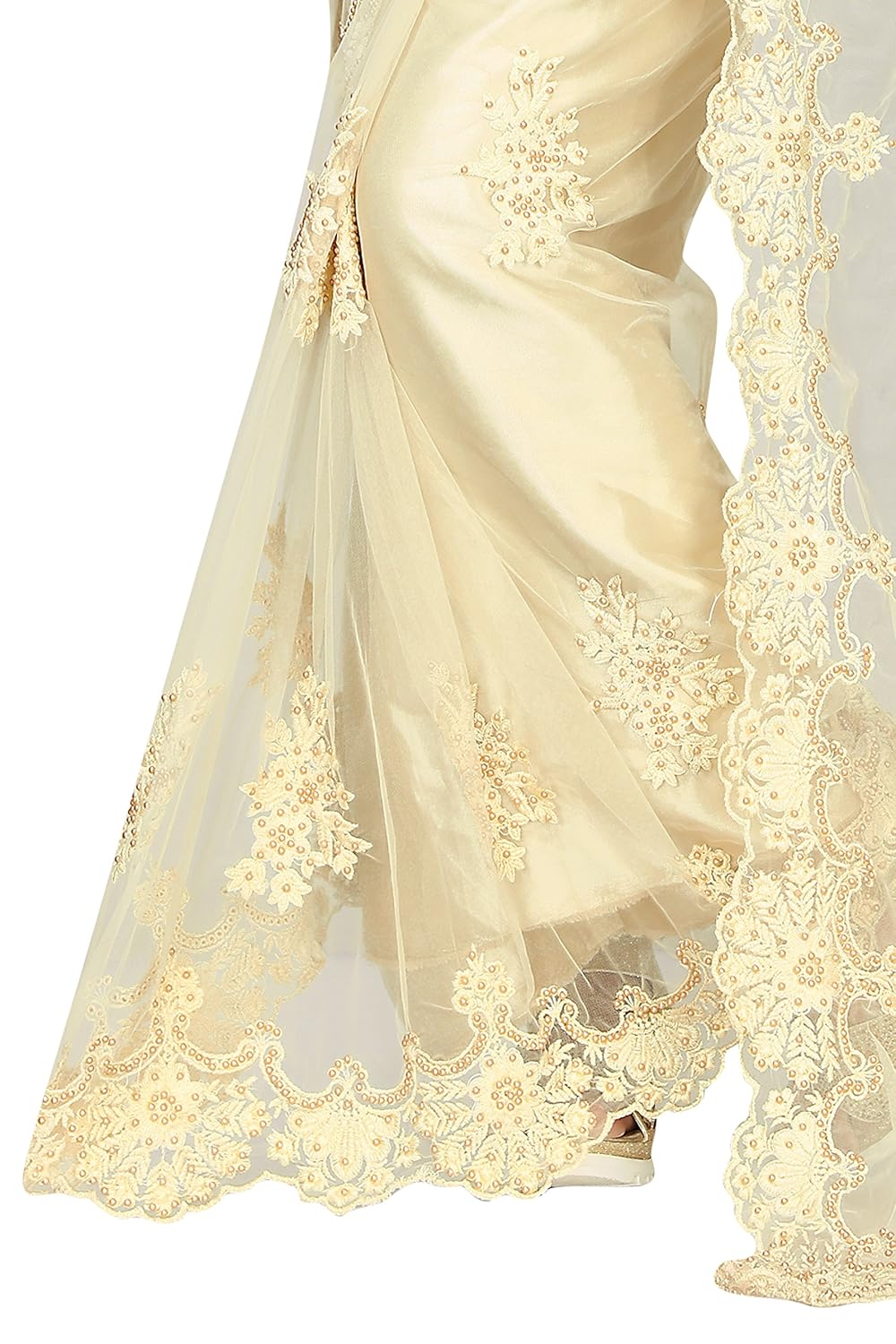 sunshine fashion women's naylon net & banglory silk saree with blouse piece