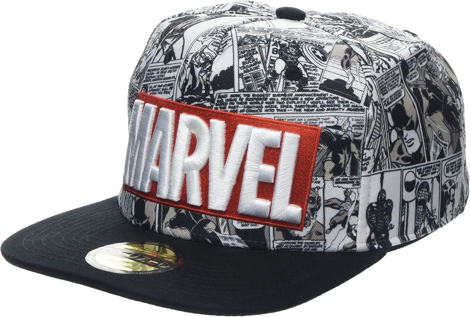 Marvel Comics Logo and Comic Pattern Snapback Baseball Cap Multi-Colour SB0, gris