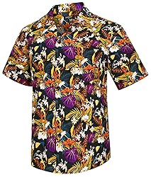 HISDERN Mens Hawaiian Beach Shirt Cotton Short