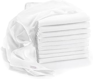 Mullwindeln/Spucktücher - 10er Pack, 80x80 cm, ÖKO-TEX zertifizierte Premium Qualität - doppelt gewebte Stoffwindeln/Mulltücher mit verstärkter Umrandung, kochfest - Weiß