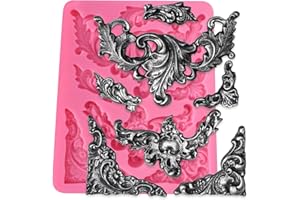 Funshowcase Flourish Scroll Lace Fondant Silicone Mold for Cake decoration, Polymer Clay Crafting Projects