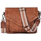 Leather Flapover Crossbody Handbag Purse for Women with Adjustable Strap & Overflap Snap Closure Tote/Bag