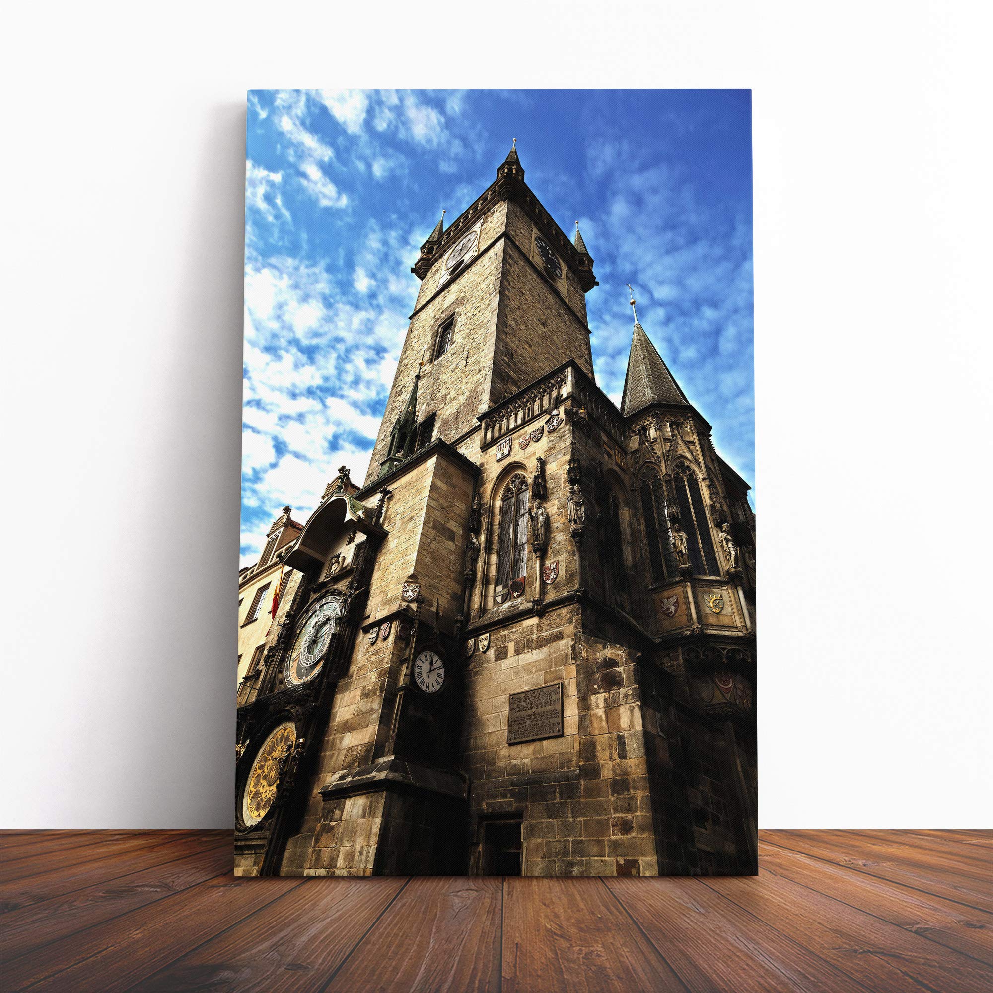 Astronomical Clock Prague Czech Republic (2) Canvas Print | Gallery Wrapped 30mm Frame Wall Art | 20x14 inches | Ready to Hang | Modern Picture | Living Room Bedroom Lounge Office