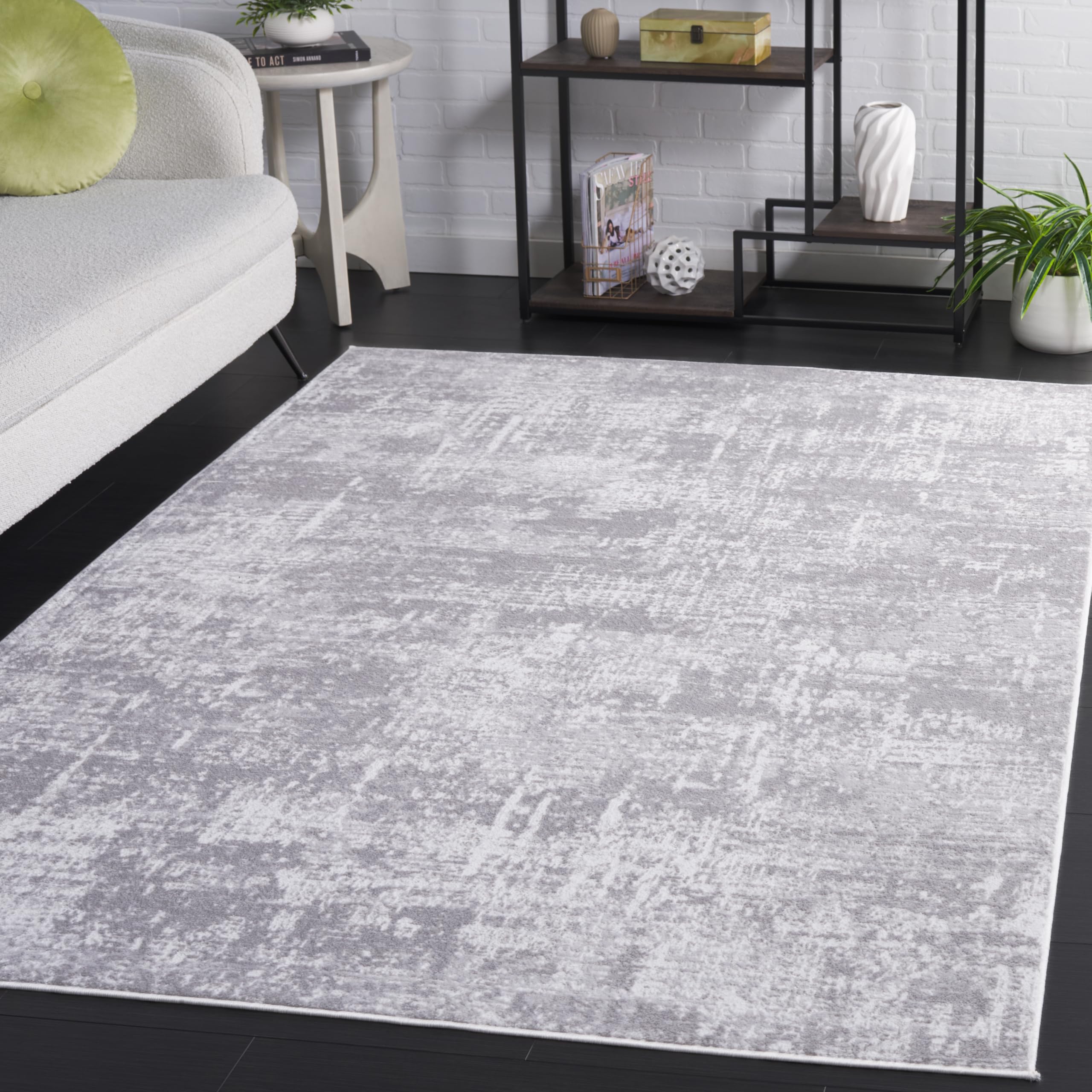 SAFAVIEH Amelia Collection Area Rug - 9' x 12', Ivory & Stone Grey, Modern Abstract Design, Non-Shedding & Easy Care, Ideal for The Living Room, Dining, Bedroom (ALA700E) Image