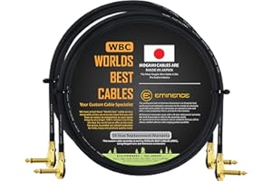 WORLDS BEST CABLES 2 Units - 2 Foot - Pedal, Effects, Patch, Instrument Cable Custom Made Made Using Mogami 2524 Wire and Eminence Gold Plated ¼ inch (6.35mm) R/A Pancake Type Connectors