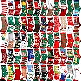 Shinymoon 60 Pairs Christmas Fuzzy Socks Bulk for Women Men Gifts Cozy Fluffy Winter Warm Slipper Xmas Holiday Socks