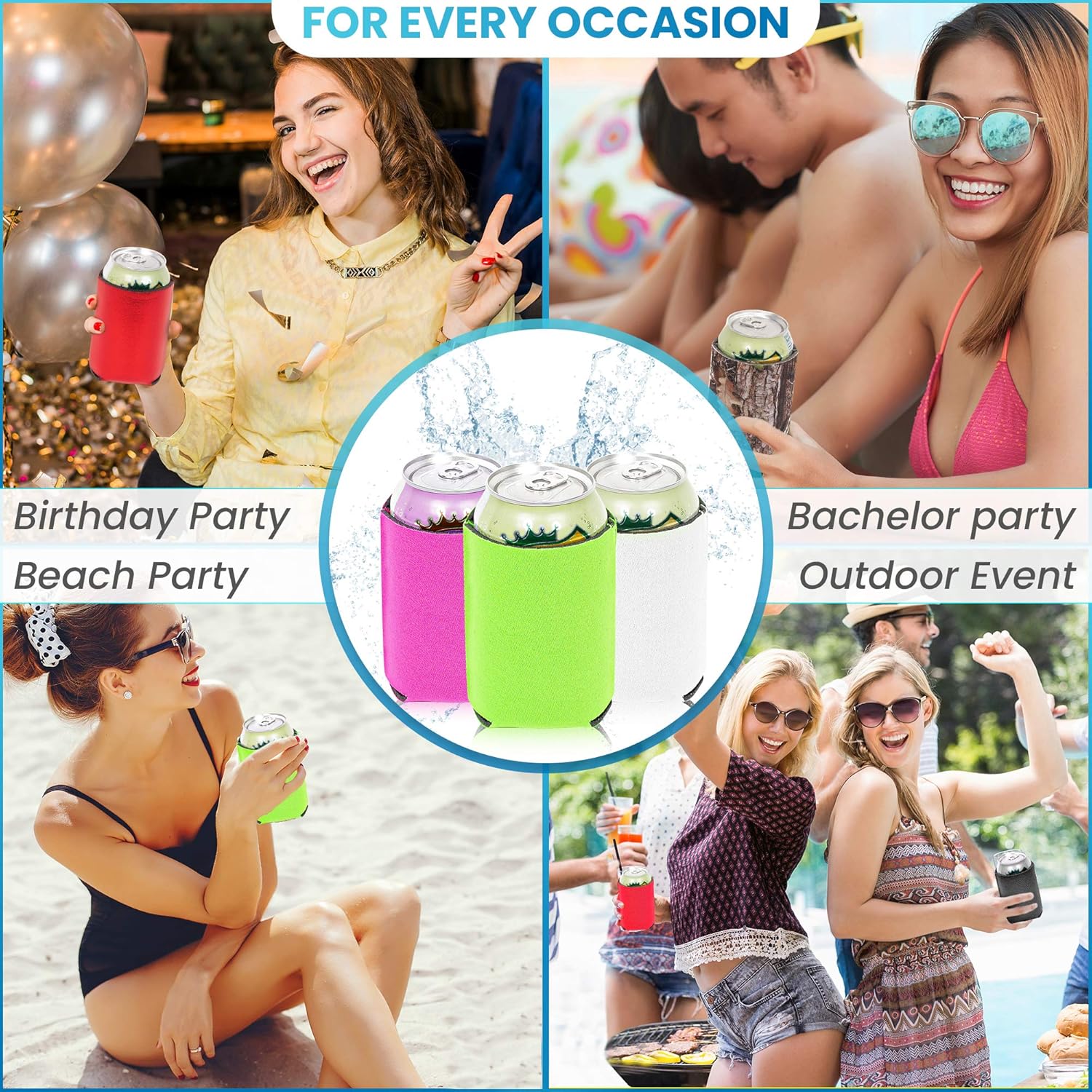 QualityPerfection 12 Beer Blank Can Cooler Sleeve, Coolies Sublimation HTV Insulated, Collapsible For DIY Customizable, Favors, Parties, Events or Weddings(12, Robin Egg Blue): Kitchen & Dining