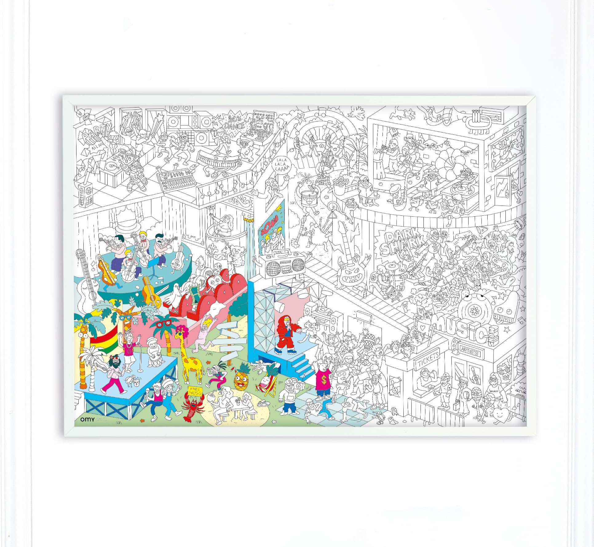 Omy Giant Coloring Poster Music, 40 x 28 inches, Creative Play Fun for Kids, Adults, and The Whole Family.