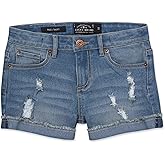 Lucky Brand Girls Cuffed Jean Shorts, Stretch Denim with 5 Pockets, Mid to High Rise Waist
