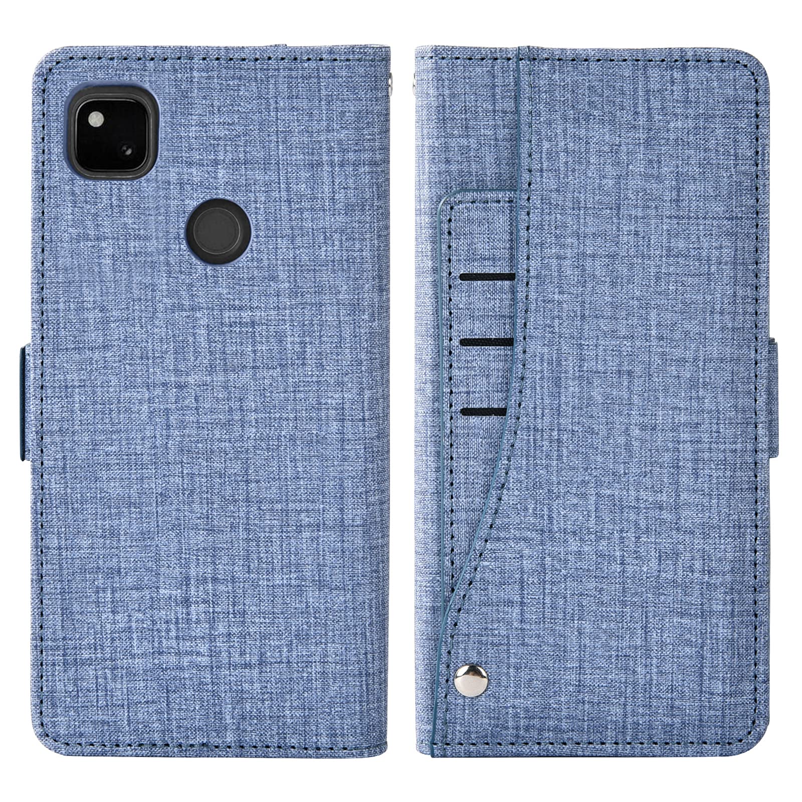 Asuwish Compatible with Google Pixel 4a Wallet Case Tempered Glass Screen Protector and Leather Flip Cover Card Holder Cell Accessories Phone Cases for Pixel4a 4G Pixle a4 2020 Women Men Blue