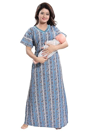 Women's Cotton Printed Feeding/Maternity/Nursing Nighty