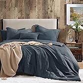 Geniospin Twin Comforter Set - 5 Pieces Comforter Twin Size, Solid Bedding Sets for All Season, Textured Bed in a Bag with Flat Sheet and Fitted Sheet, Pillowcases and Shams (Navy Blue, 66''x86'')