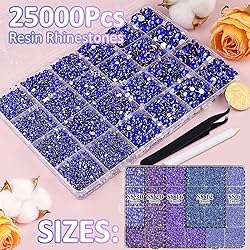25000Pcs Resin Rhinestones for Crafting, Royal Blue