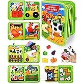Meafeng Busy Book for Toddlers 1-3 – Montessori Toys Busy Board for 1 2 3 Year Old Boys Girls, Preschool Educational Travel Quiet Activity Book with Life Skills, Sorting, Matching, and Cognitive Games