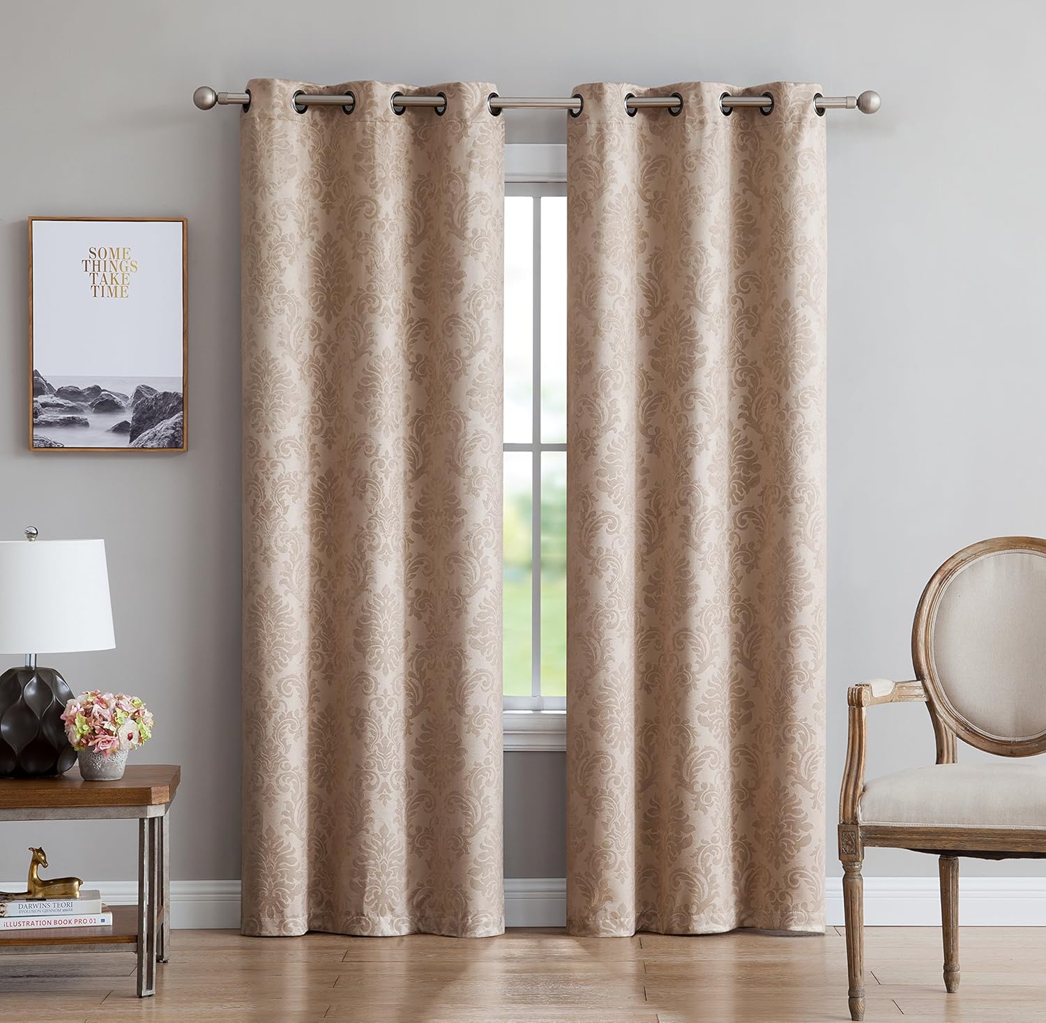 AsaTex Loretta - 1 Embossed Patio Extra Wide Curtain Panel with 16 Grommets - Thermal Weaved Blackout - Noise Reduction Fabric - Ideal for Sliding and Patio Doors (Patio 102 W x 84, Charcoal)