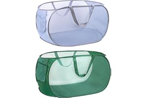LVXINLI collapsible laundry baskets, Pop Up Laundry Hamper, Foldable mesh Laundry Baskets (Each with 2 Reinforced Handles) (Gray+Green)……