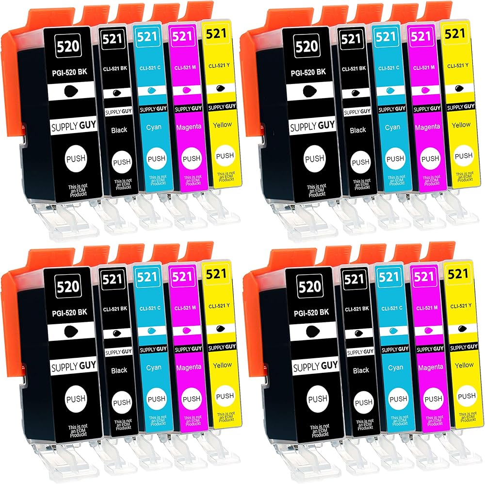 Supply Guy 20 Printer Cartridges PGI-520 CLI-521 for Canon Pixma IP4700 MP640