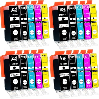 Supply Guy 20 Printer Cartridges PGI-520 CLI-521 for Canon Pixma IP4700 MP640
