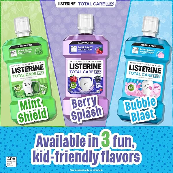 LISTERINE SMART RINSE KIDS ALCOHOL-FREE ANTICAVITY FLUORIDE MOUTHWASH FOR CAVITY PROTECTION, BERRY SPLASH FLAVOR, 500 ML