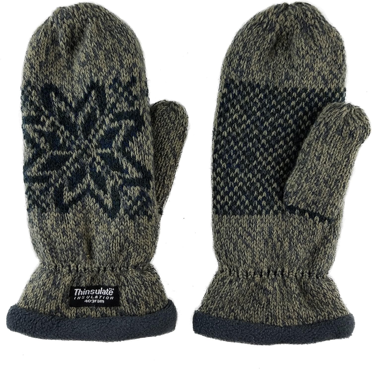 Bruceriver Women Snowflake Knit Mittens with Warm Thinsulate Fleece Lining at  Women’s Clothing store