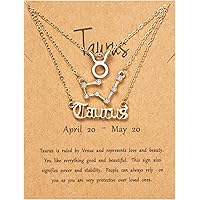 PANTIDE 3Pcs Constellation Zodiac Layer Necklaces for Women Girls, Retro 14K Gold Plated 12 Constellation Pendant Necklace Ex